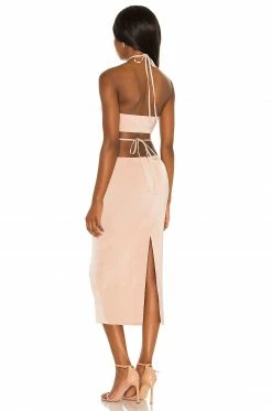 Outlet ❤️ H:ours Enza Midi 👗 Dress In Champagne 🤩 -h:ours Sales 2022 HURR WD499 V3