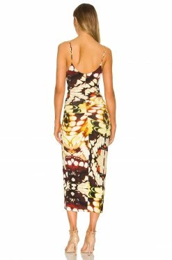 Top 10 🔔 H:ours Inez Midi 👗 Dress In Yellow Butterfly ⌛ -h:ours Sales 2022 HURR WD518 V3