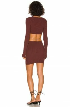 Brand new ⭐ H:ours Caeden Knit 👗 Dress With Chain In Chocolate 🎉 -h:ours Sales 2022 HURR WD542 V3