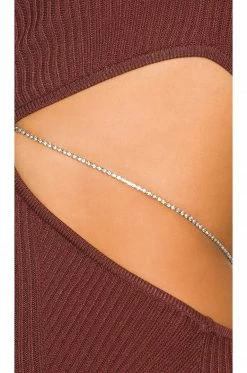 Brand new ⭐ H:ours Caeden Knit 👗 Dress With Chain In Chocolate 🎉 -h:ours Sales 2022 HURR WD542 V4