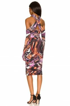 Best Sale 🔔 H:ours Demi Midi 👗 Dress In Fuchsia Swirl 👍 -h:ours Sales 2022 HURR WD564 V4