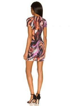 Promo ✨ H:ours Montmartre Mini 👗 Dress In Fuchsia Swirl ✔️ -h:ours Sales 2022 HURR WD566 V3