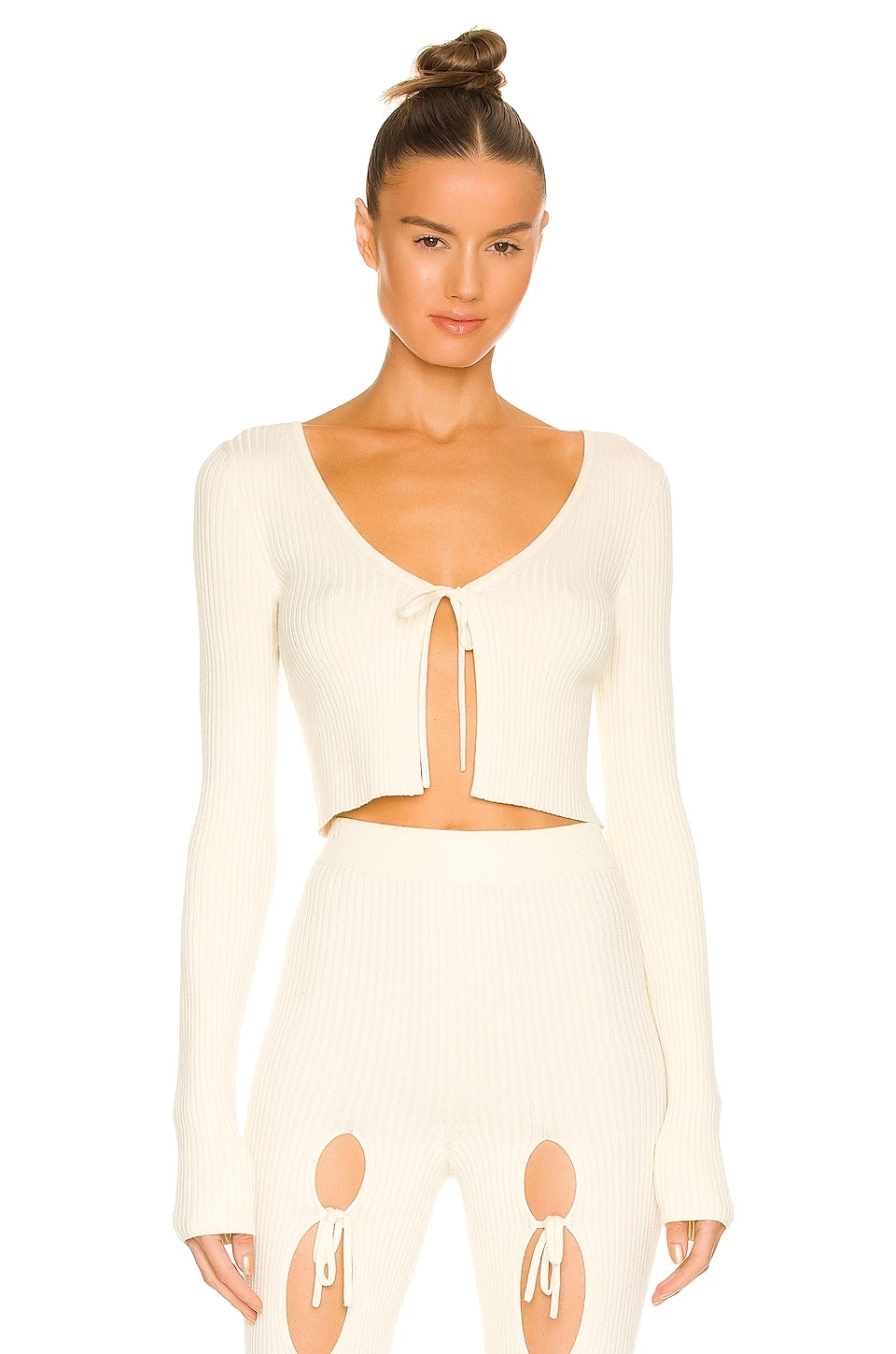 Best deal ⌛ H:ours Aiden Tie Front Cardi In Ivory 🥰 1 Best deal ⌛ H:ours Aiden Tie Front Cardi In Ivory 🥰