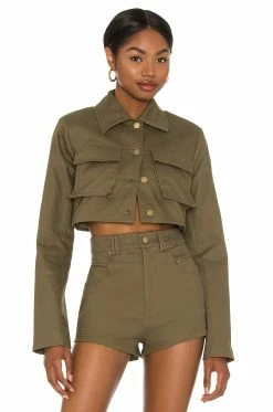 Flash Sale 👏 H:ours Union Cropped Jacket In Army Green 🥰