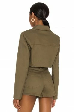 Flash Sale 👏 H:ours Union Cropped Jacket In Army Green 🥰 -h:ours Sales 2022 HURR WO20 V3
