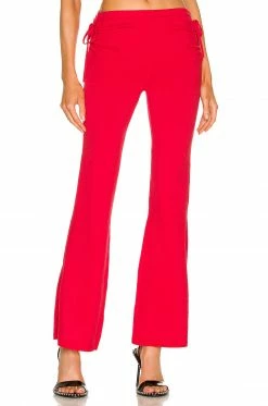 Buy 🔔 H:ours Meghan Ruched Knit Pant W Slit In Cherry Red 🔥