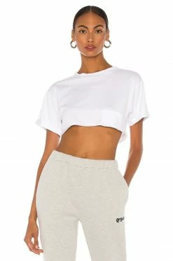 Budget 😉 H:ours Super Cropped Pocket Tee In White 🤩