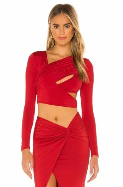 Best Sale 👏 H:ours Cyn Crop Top In Red 🌟
