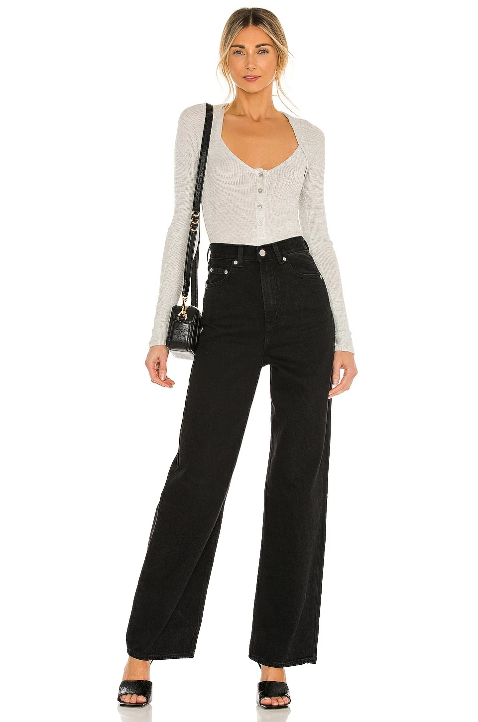 Brand new ⭐ H:ours Henley Bodysuit In Heather Gray ✔️ 5 Brand new ⭐ H:ours Henley Bodysuit In Heather Gray ✔️ - Image 5