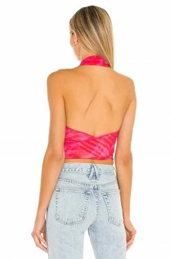 Deals 👏 H:ours Rios Wrap Halter Top In Strawberry Tie Dye ❤️ -h:ours Sales 2022 HURR WS421 V3