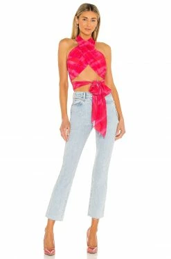 Deals 👏 H:ours Rios Wrap Halter Top In Strawberry Tie Dye ❤️ -h:ours Sales 2022 HURR WS421 V4