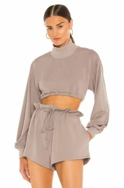 Promo ⌛ H:ours Georgi Cropped Sweatshirt In Taupe 😀