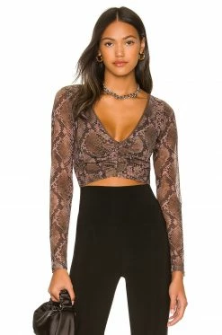 Outlet 🤩 H:ours Minju Long Sleeve Top In Acid Snake ⌛