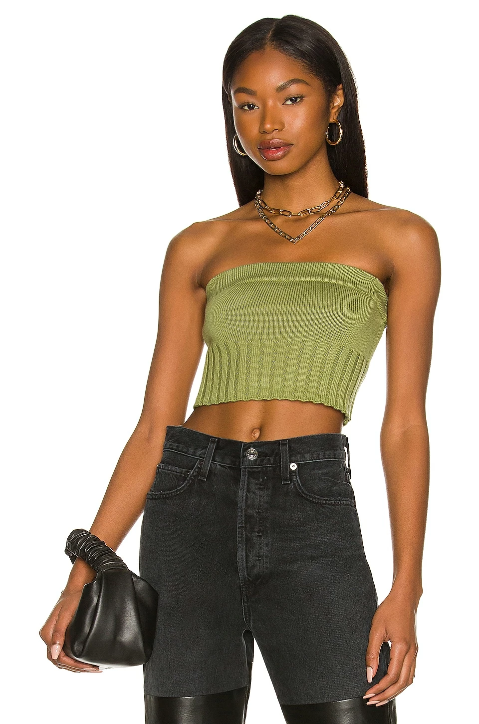 Promo 😀 H:ours Loren Knit Tube Top In Olive Green ⌛ 1 Promo 😀 H:ours Loren Knit Tube Top In Olive Green ⌛