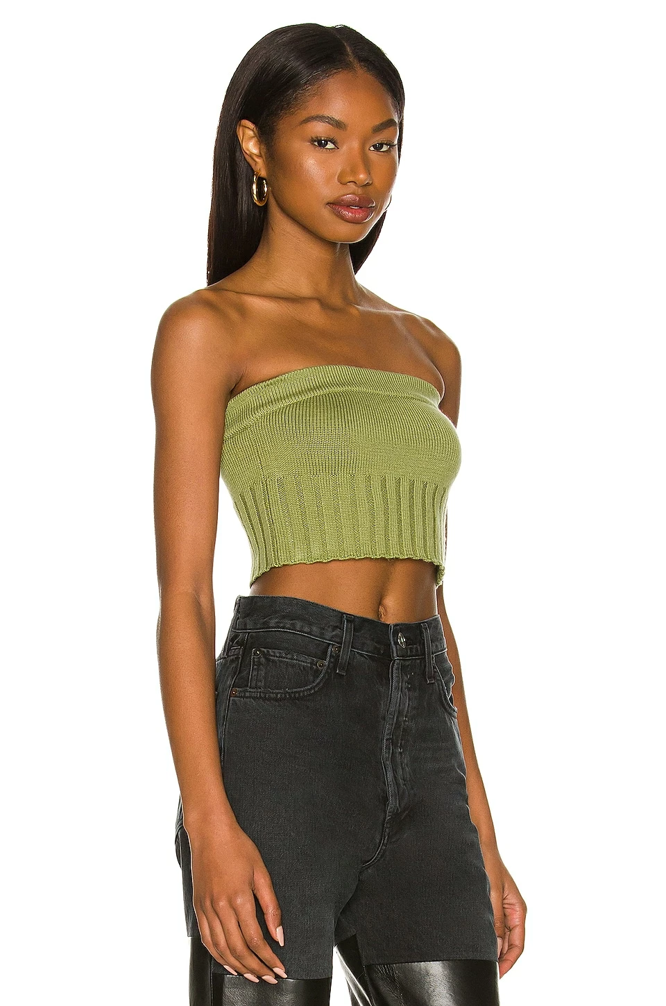 Promo 😀 H:ours Loren Knit Tube Top In Olive Green ⌛ 2 Promo 😀 H:ours Loren Knit Tube Top In Olive Green ⌛ - Image 2