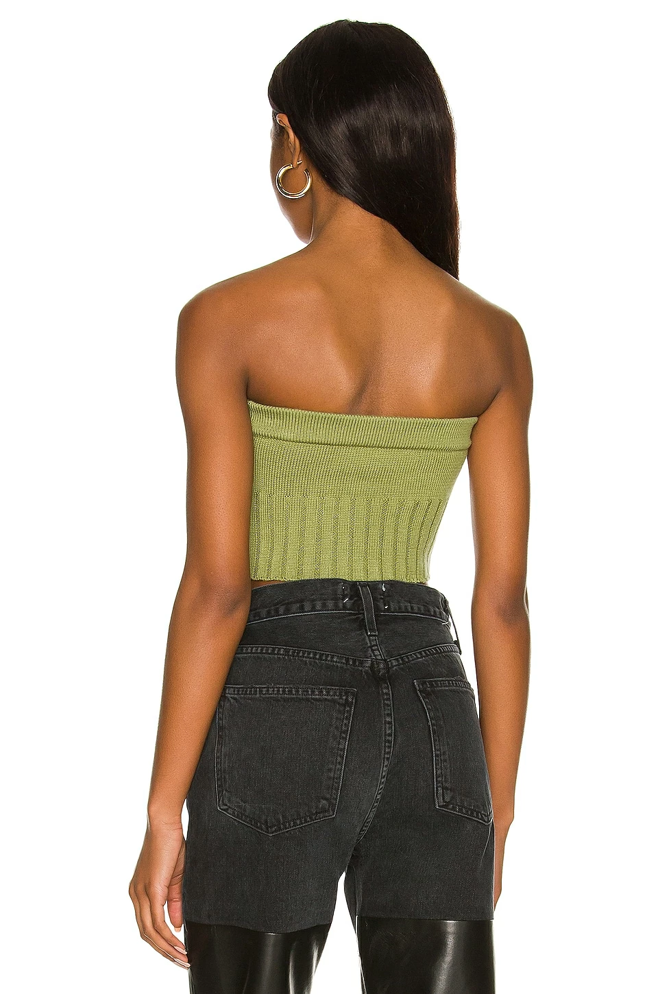 Promo 😀 H:ours Loren Knit Tube Top In Olive Green ⌛ 3 Promo 😀 H:ours Loren Knit Tube Top In Olive Green ⌛ - Image 3